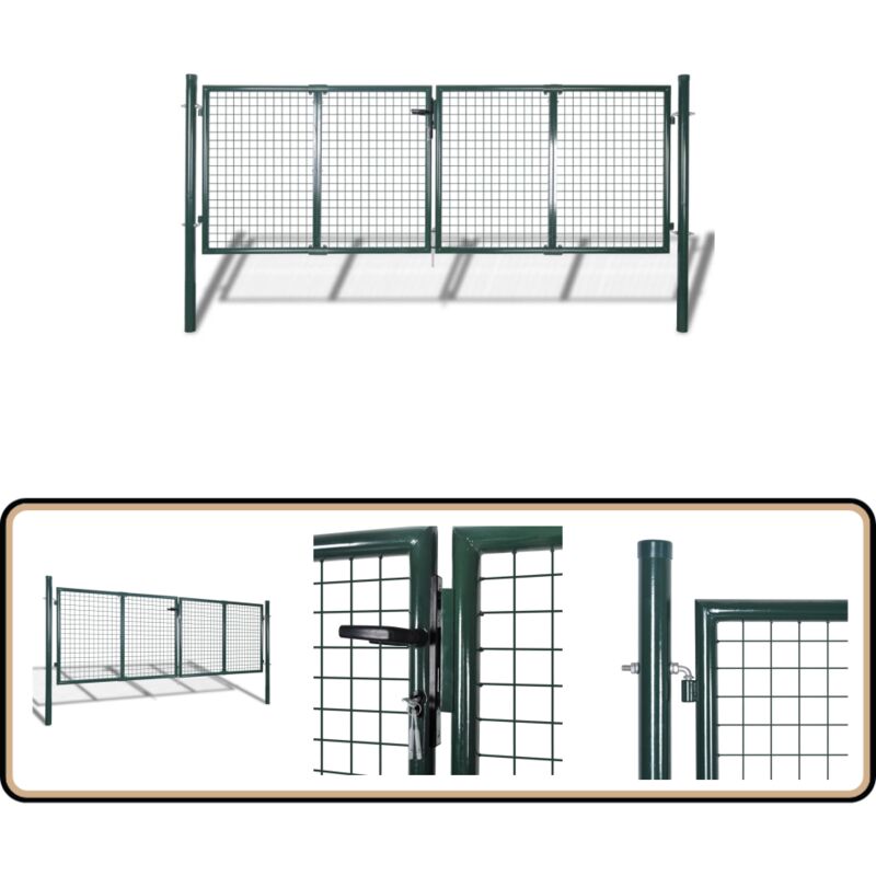 Portail de clôture en grillage galvanisée 289x75cm / 306x125 cm - Portail De Jardin - Portail Métallique - Clôture Jardin - Porte De Jardin