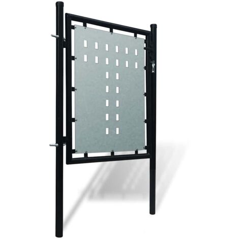 Portail de clôture noir à une porte 100x100 cm