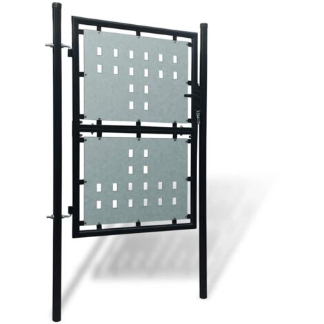 Portail de clôture noir à une porte 100x150 cm