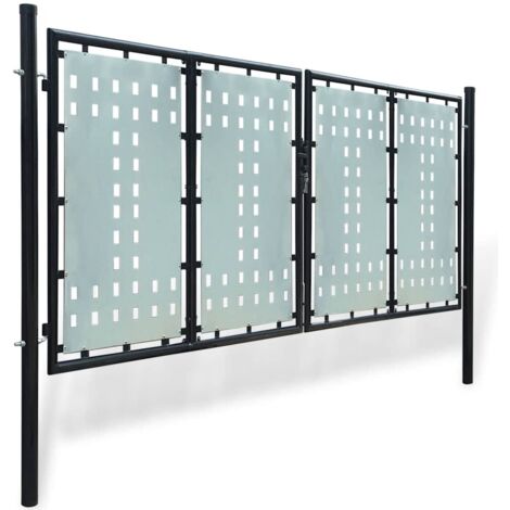 Portail de clôture noir à une porte 300x125 cm