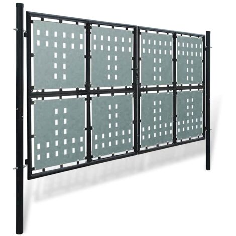 Portail de clôture noir à une porte 300x150 cm