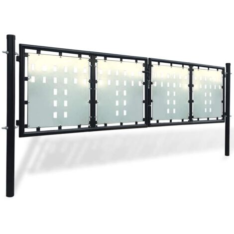 Portail de clôture noir à une porte 300x75 cm