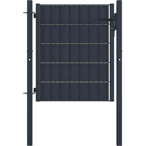 Portail de clôture-Portail de jardin-Portillon de jardin en PVC et acier 100 x 81 cm anthracite