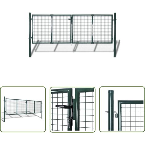 Portail de Clôture  Porte Portillon Portail de jardin Acier 306x175 cm Vert 55447