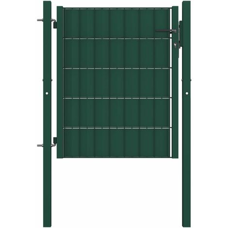 Portail de Clôture  Porte Portillon Portail de jardin PVC et acier 100x81 cm Vert 89393