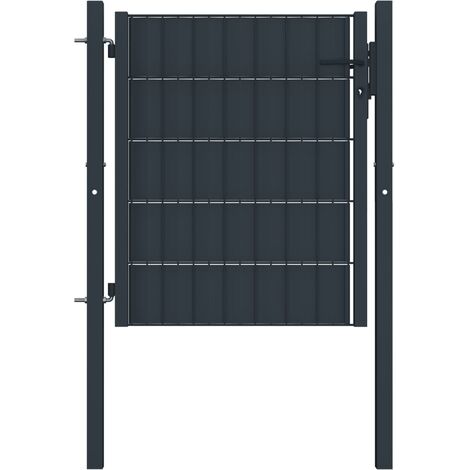 Portail de clôture PVC et acier 100x101 Anthracite