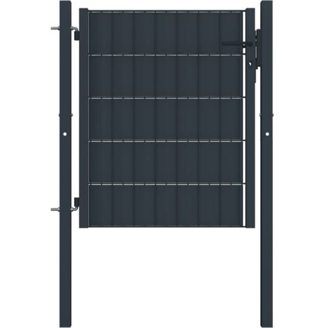 Portail de clôture PVC et acier 100x81 Anthracite