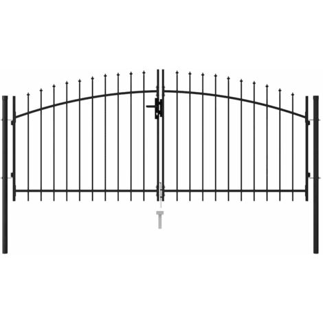Portail de clôture Woerden à double porte avec pointes supérieures 299,5 x 174,5 cm