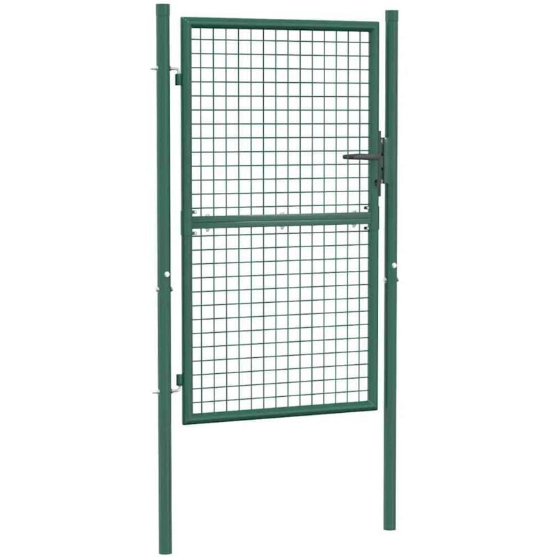 Portail de Clôture Porte Portillon Portail de jardin Acier 100x150 cm Vert 87384