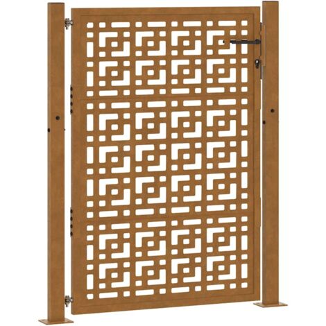 Portail de jardin 100x125 cm en acier patiné avec croix