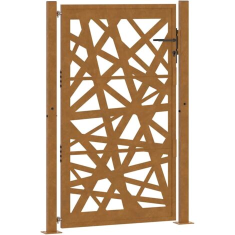 Portail de jardin 100x150 cm en acier patiné, design léger