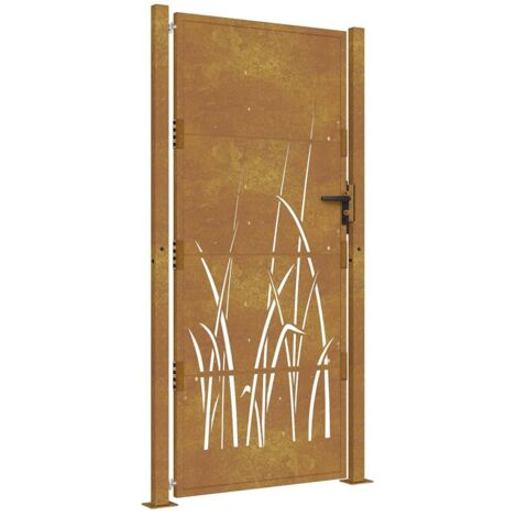 Portail de jardin 100x175 cm acier corten conception d'herbe