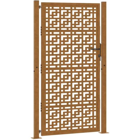 Portail de jardin 100x200 cm en acier patiné avec croix