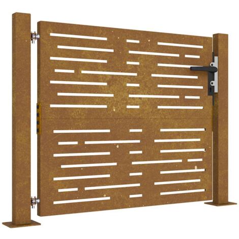 Portail de jardin 100x75 cm en acier Corten, design carré