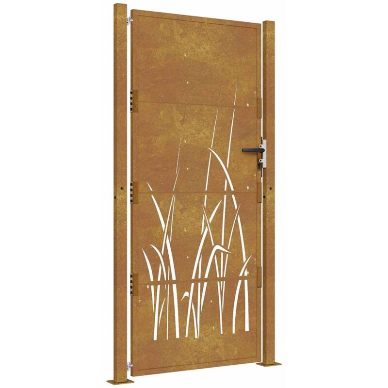 Vidaxl - Portail de jardin 105x205 cm acier corten conception d'herbe