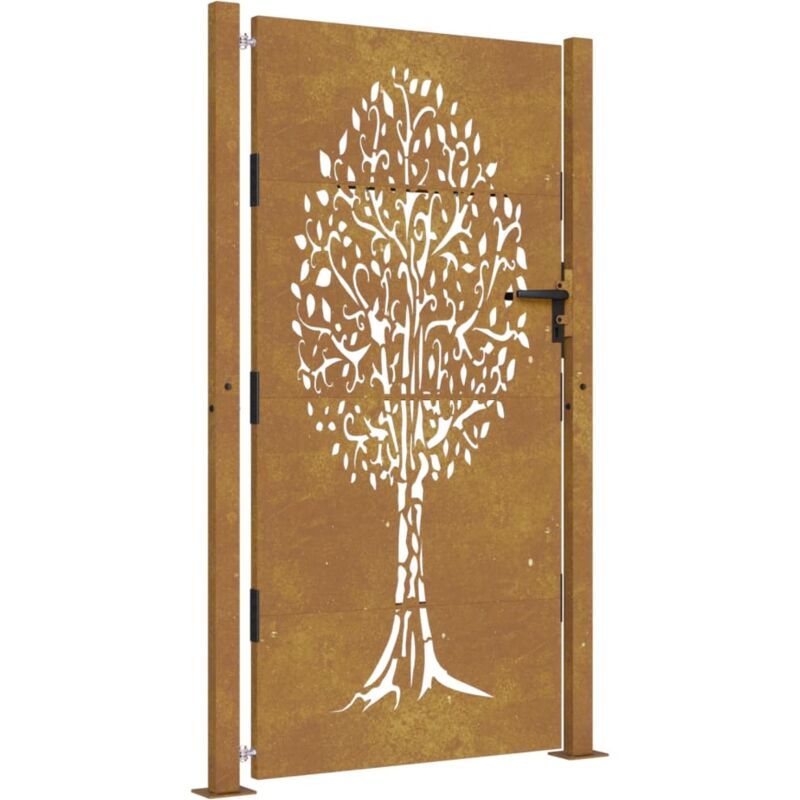Portail de jardin 105x180 cm acier corten conception de l'arbre