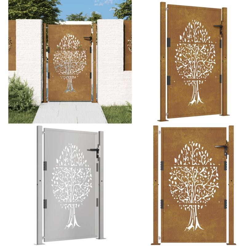 Vidaxl - Portail de jardin 105x130 cm acier corten conception de l'arbre - Portail De Jardin - Portails De Jardin - Clôture - Porte De Sécurité