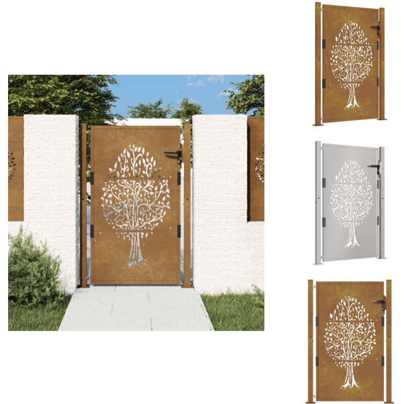Vidaxl - Portail de jardin 105x130 cm acier corten conception de l'arbre - Portail De Jardin - Portails De Jardin - Clôture - Porte De Sécurité