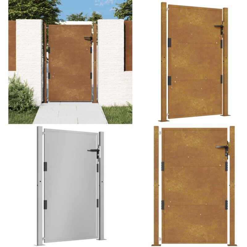 Portail de jardin 105x130 cm acier corten - Portail De Jardin - Portillon - Clôture - Acier Corten - Porte De Sécurité - Home & Living