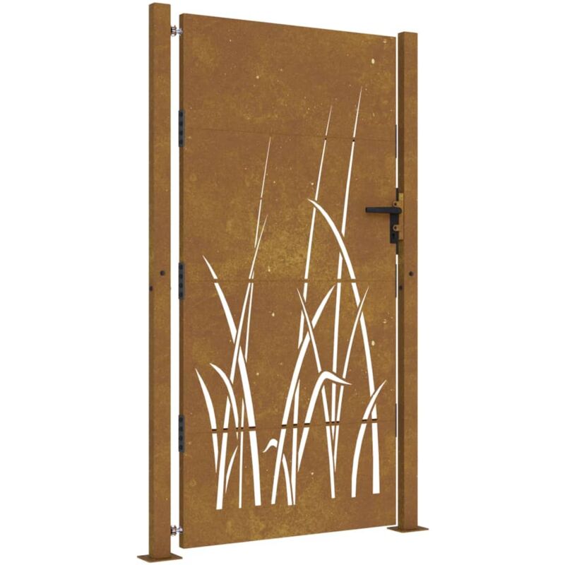 Portail de jardin 105x180 cm acier corten conception d'herbe vidaXL