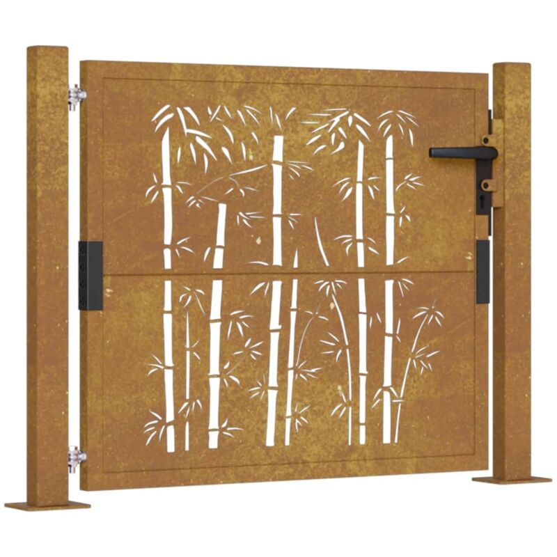 Portail de jardin 105x105 cm acier corten design de bambou Vidaxl