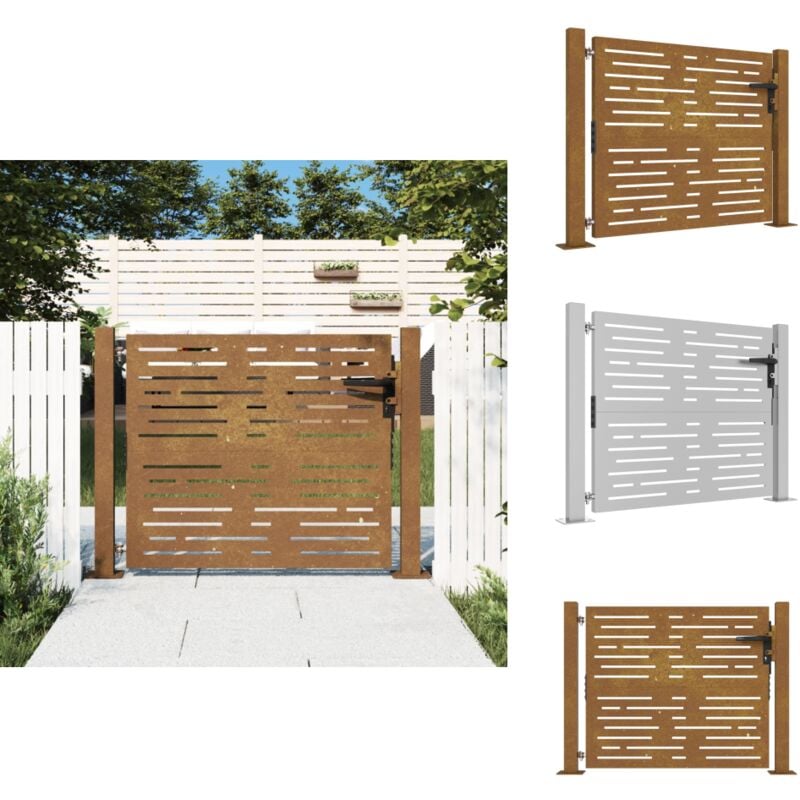 Vidaxl - Portail de jardin 105x80 cm acier corten conception de carré - Portails De Jardin - Portillon Métal - Portail Acier Corten - Clôture Jardin