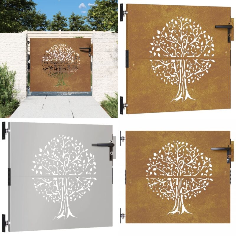 Vidaxl - Portail de jardin 85x100 cm acier corten conception de l'arbre - Portail De Jardin - Porte De Jardin - Portillon - Clôture - Acier Corten