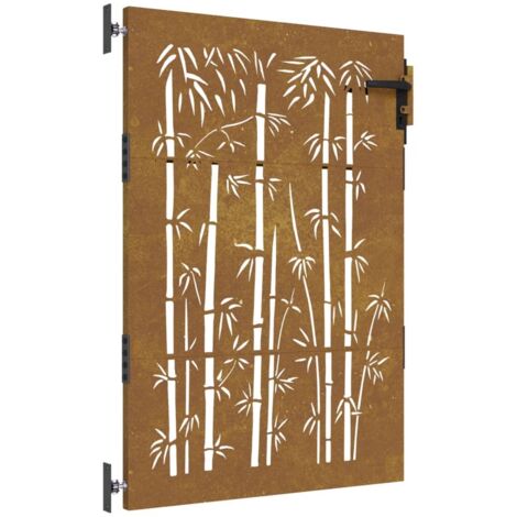 Portail de jardin 85x125 acier corten design de bambou