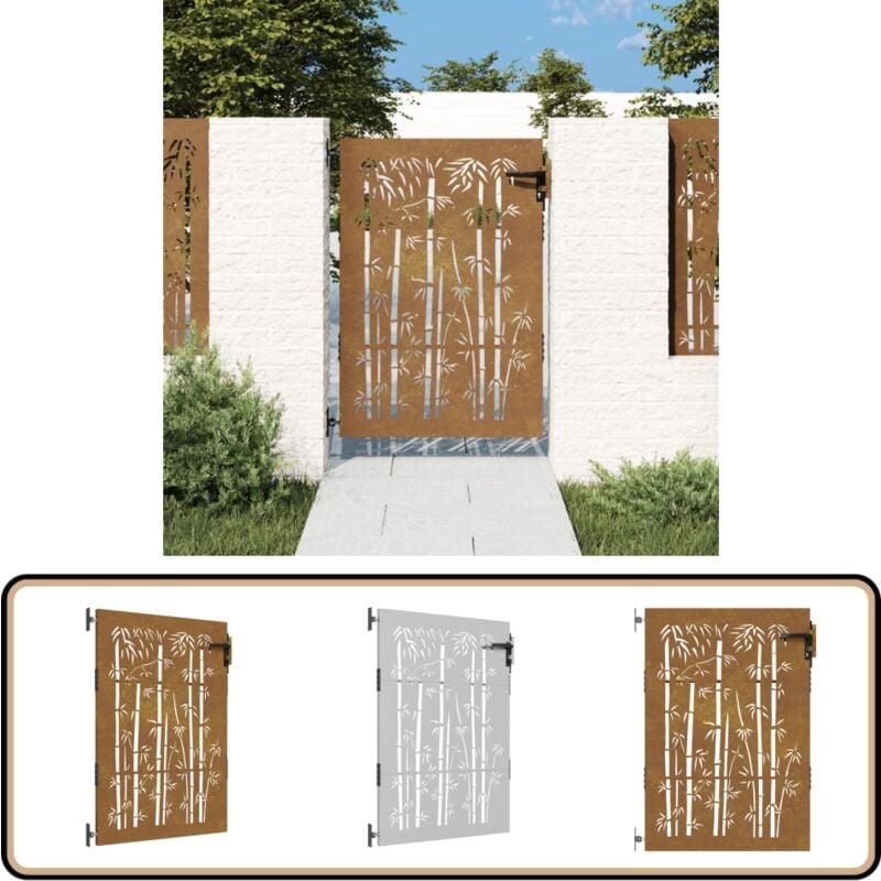 Vidaxl - Portail de jardin 85x125 cm acier corten design de bambou - Portail De Jardin - Porte De Jardin - Portillon - Fermeture Jardin - Clôture