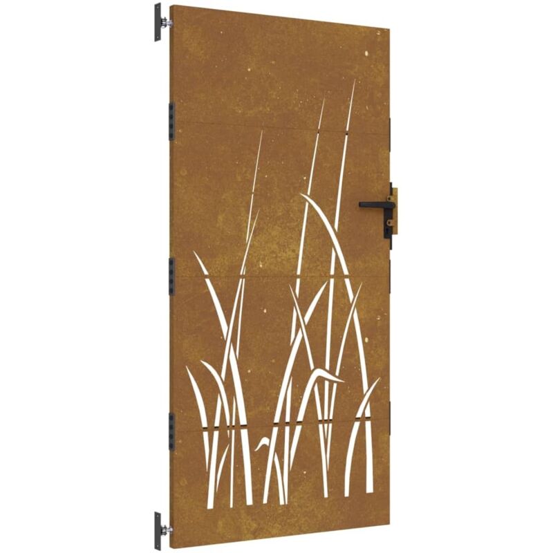 Portail de jardin 85x200 cm acier corten conception d'herbe