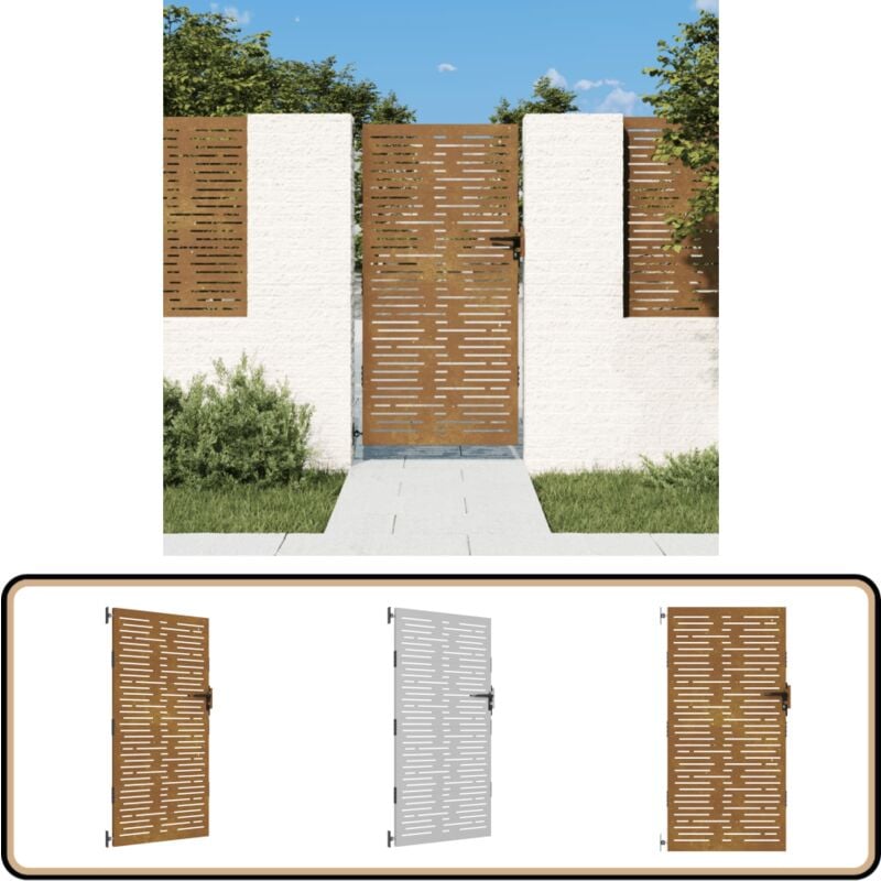 Vidaxl - Portail de jardin 85x175 cm acier corten conception de carré - Portail De Jardin - Porte De Jardin - Portillon - Clôture - Acier Corten