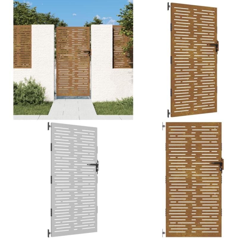 Portail de jardin 85x175 cm acier corten conception de carré - Portail De Jardin - Porte De Jardin - Portillon - Clôture - Acier Corten - Home &