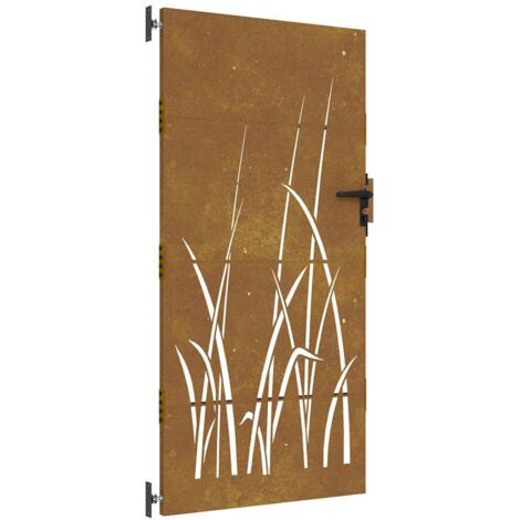 Portail de jardin 85x175 cm acier corten conception d'herbe