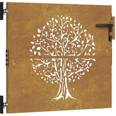 Portail de jardin 85x75 cm acier corten conception d'arbre