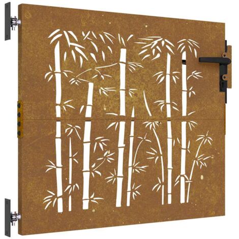 Portail de jardin 85x75 cm acier corten design de bambou