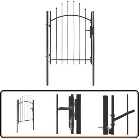 Portail de jardin Acier 1 x 1,75 m Noir - Portail De Jardin - Portillon - Clôture - Portail En Acier - Portail Noir
