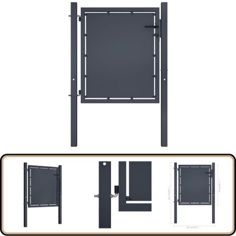 Portail de jardin Acier 100 x 75 cm Anthracite - Portail De Jardin - Portillon - Clôture - Porte D'entrée - Fermetures Extérieures