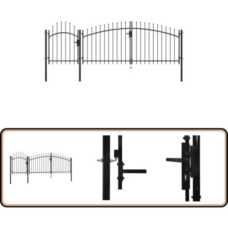 Portail de jardin Acier 2,25 x 4 m Noir - Portail De Jardin - Portail En Acier - Portail Noir - Clôture Jardin - Porte De Jardin