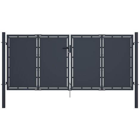 Portail de jardin Acier 300 x 125 cm Anthracite