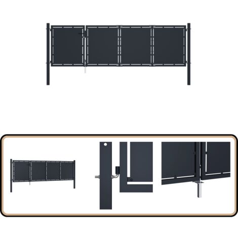 Portail de jardin Acier 350x100 cm Anthracite - Portail De Jardin - Portillon - Clôture Acier - Porte D'entrée - Portail Anthracite