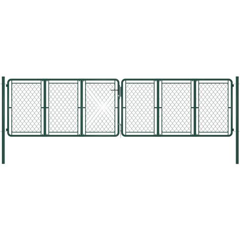 Portail de jardin Acier 400 x 100 cm Vert