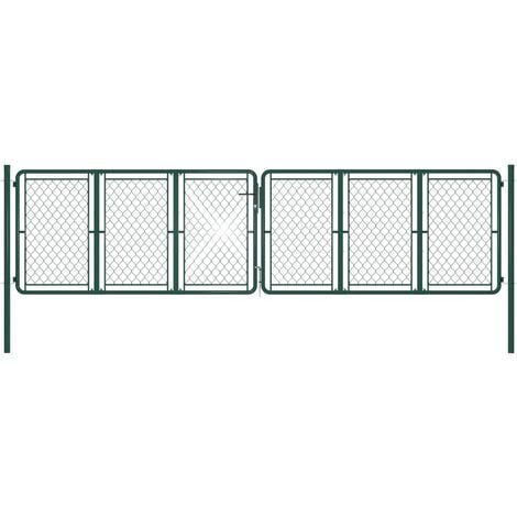 Portail de jardin Acier 400 x 100 cm Vert