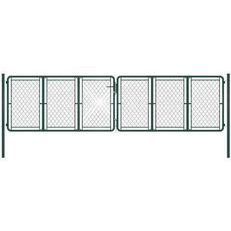 Portail de jardin Acier 400 x 125 cm Vert