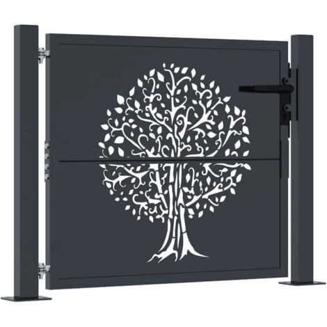 Portail de jardin Anthracite 100x100 cm Acier Design Arbre
