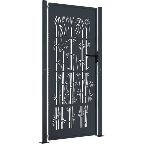 Portail de jardin Anthracite 100x175 cm Acier Design Bambou