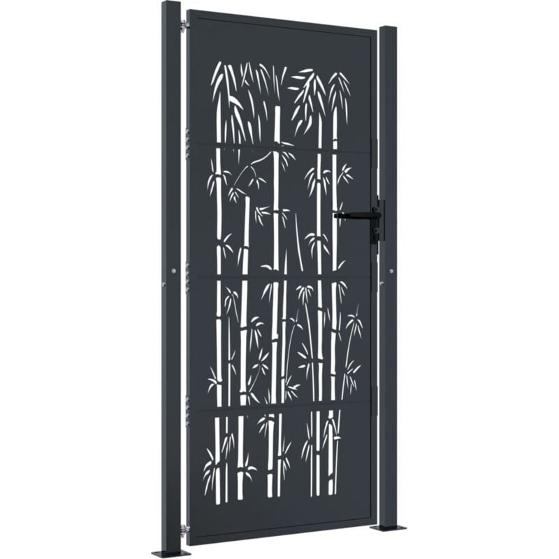 Vidaxl - Portail de jardin anthracite 105x205 cm acier design de bambou