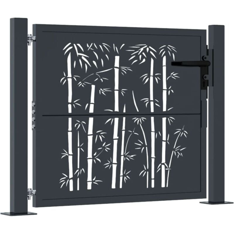 Vidaxl - Portail de jardin anthracite 105x80 cm acier design de bambou