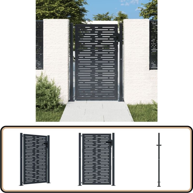 Portail de jardin anthracite 105x130 cm conception de carré - Portail De Jardin - Portails Métalliques - Portail Aluminium - Clôture Jardin - Porte