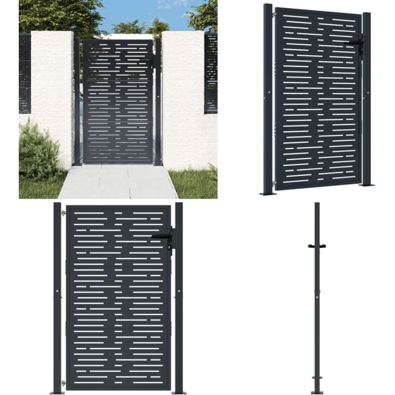 Portail de jardin anthracite 105x130 cm conception de carré - Portail De Jardin - Portails Métalliques - Portail Aluminium - Clôture Jardin - Porte