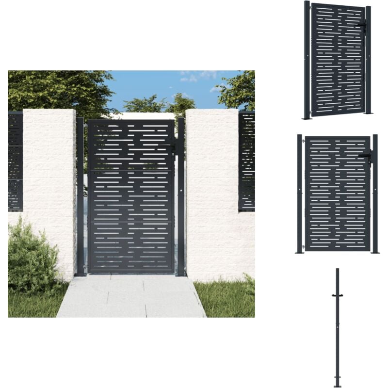 Portail de jardin anthracite 105x130 cm conception de carré - Portail De Jardin - Portails Métalliques - Portail Aluminium - Clôture Jardin - Porte